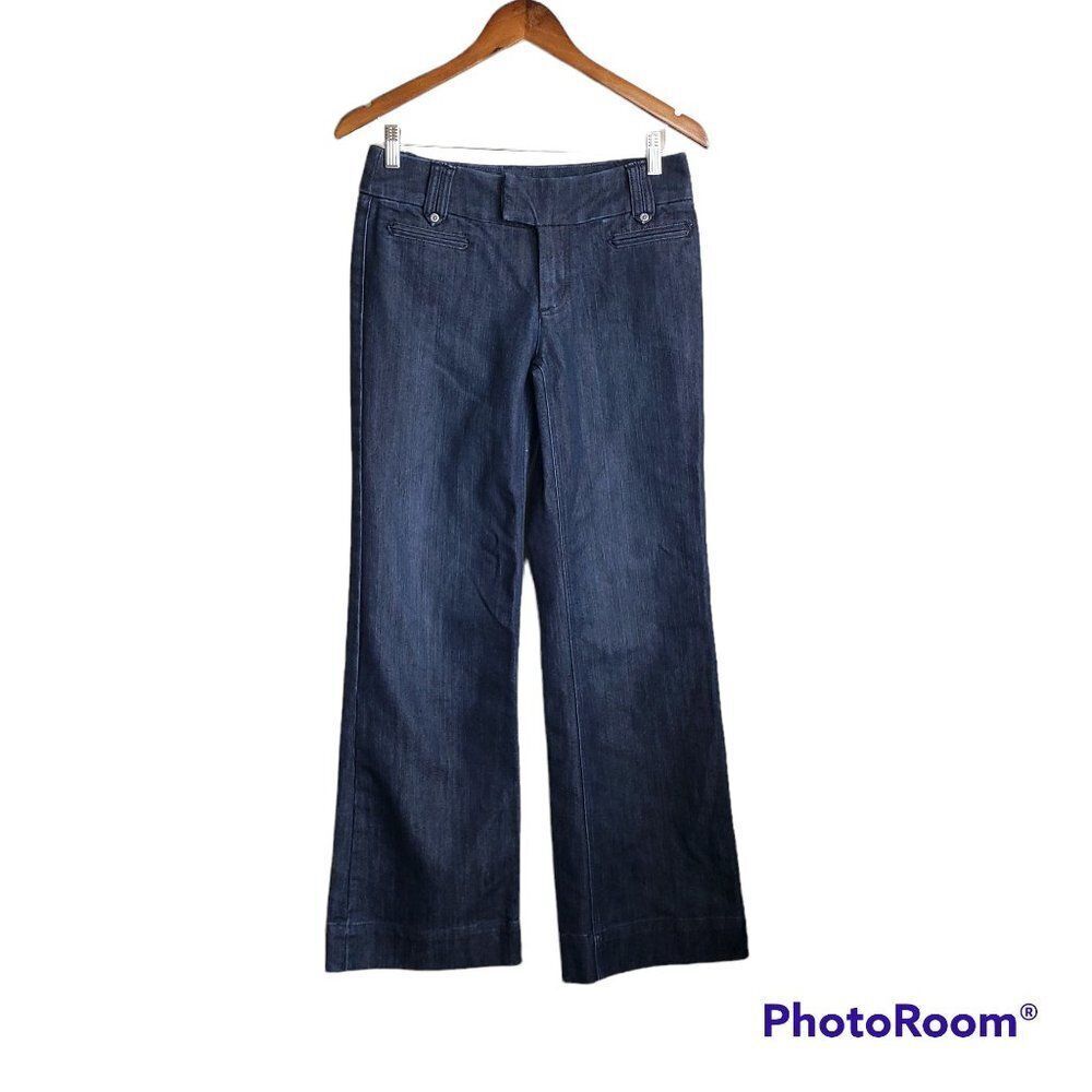 Chico's Platinum Karisa blue wide leg mid rise jeans size 0 Regular